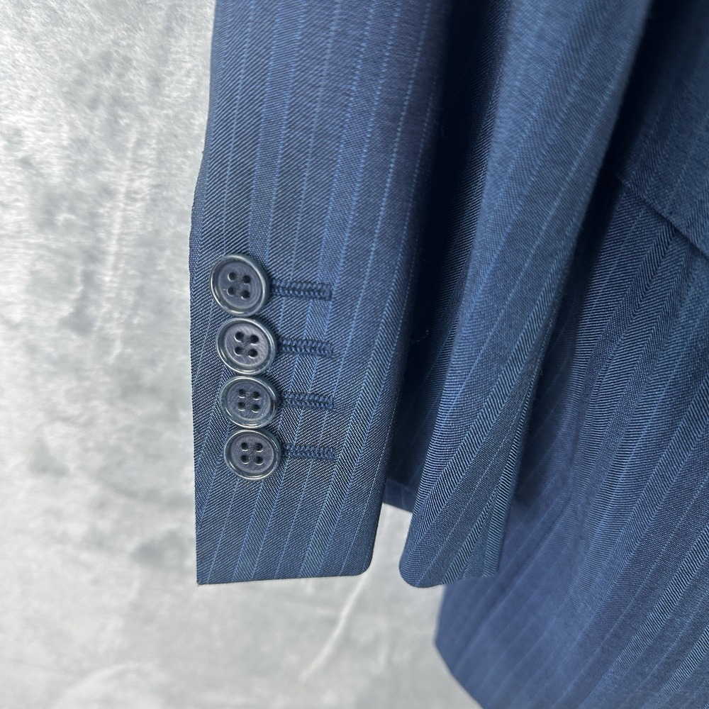 Canali Blue Pinstripe Wool Blazer Jacket Men's 54 EU (44R) Made in Italy* - Picture 6 of 14